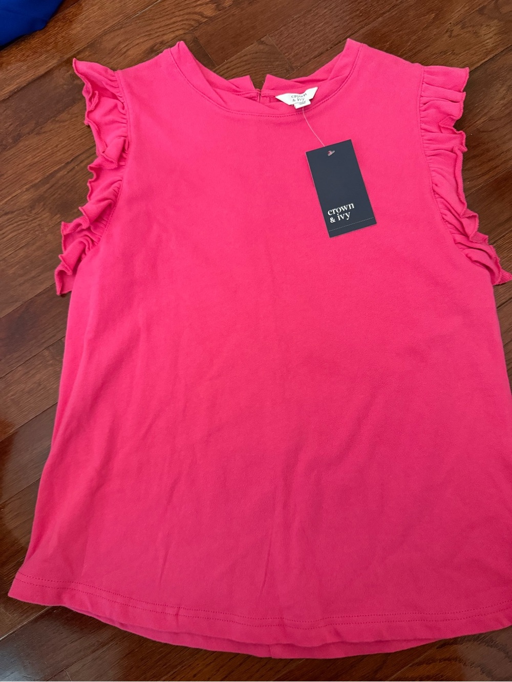 crown & ivy Hot Pink Ruffle-Trim Tank